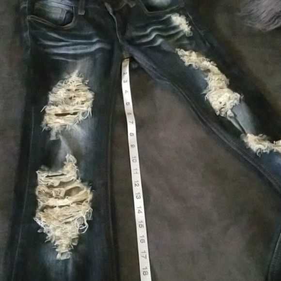 Machine dark blue flared distressed jeans - Picture 7 of 8